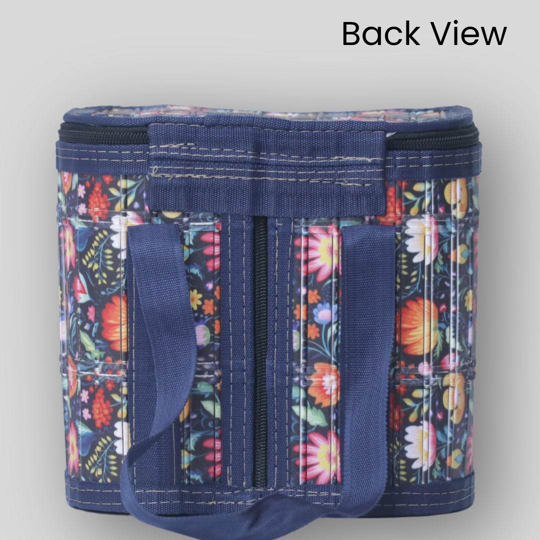 Blue Flower Design Printed Lunch Bag