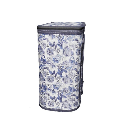 Blue flower design  printed lunch bag large
