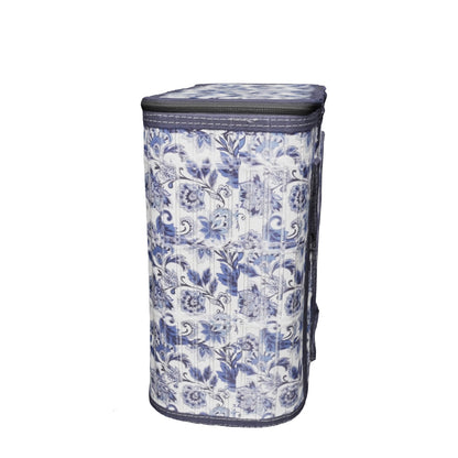 Blue flower design  printed lunch bag large