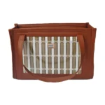 Tan Brown Tote Bag - handwoven cane-style handcrafted tote