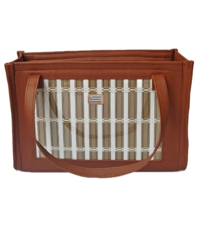 Tan Brown Tote Bag - handwoven cane-style handcrafted tote